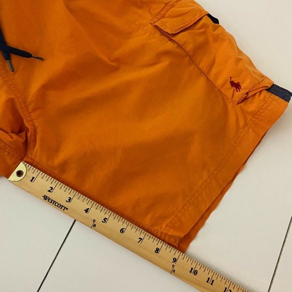 Polo Ralph Lauren Swim Trunks Mens Large Orange Blue Cargo Pocket - Picture 10 of 10